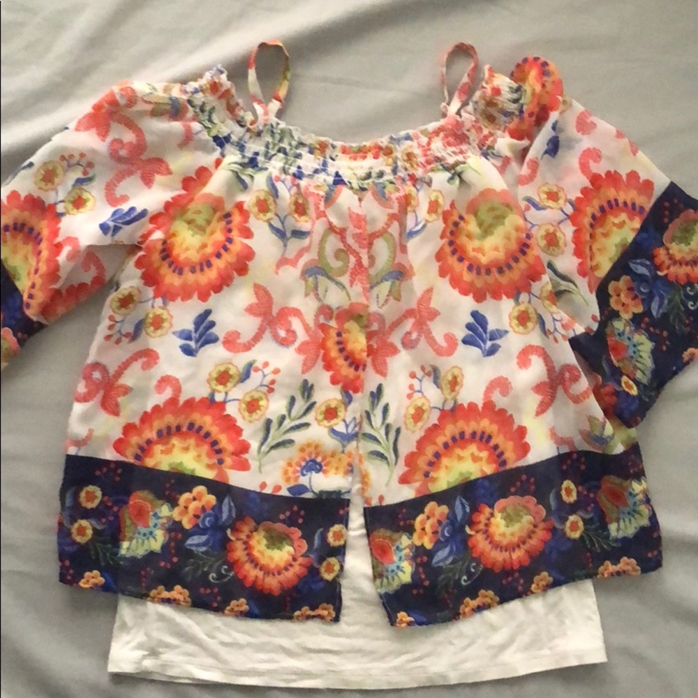 Cute cut in the middle top off shoulder top